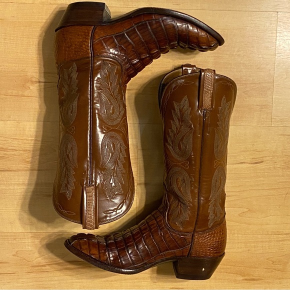 Ladies Handmade USA Lucchese Caiman Ridge Western Boots - 7.5 B - Picture 6 of 11